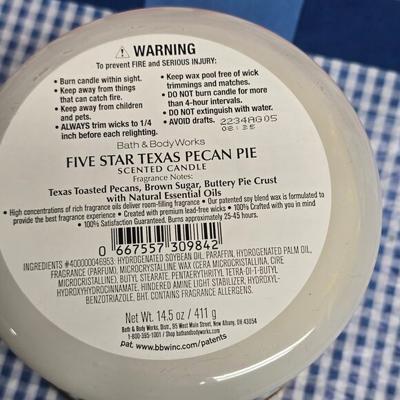 BBW Five Star Texas Pecan Pie Large 3 Wick Candle Holiday Baking Home Fragrance - Picture 2 of 2